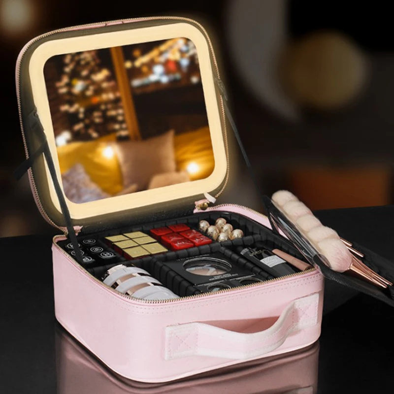 Trousse de maquillage avec miroir éclairé
